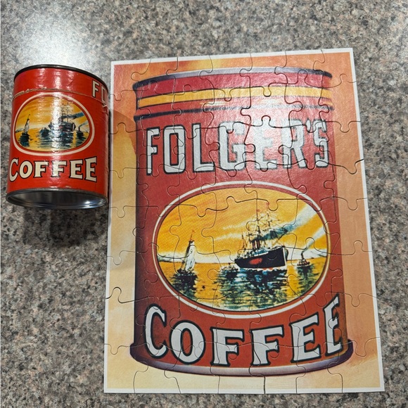 🦃 3/$12 🌲 till 12/18 🌲 VINTAGE FOLGERS COFFEE PUZZLE - 56 piece - - Picture 2 of 8